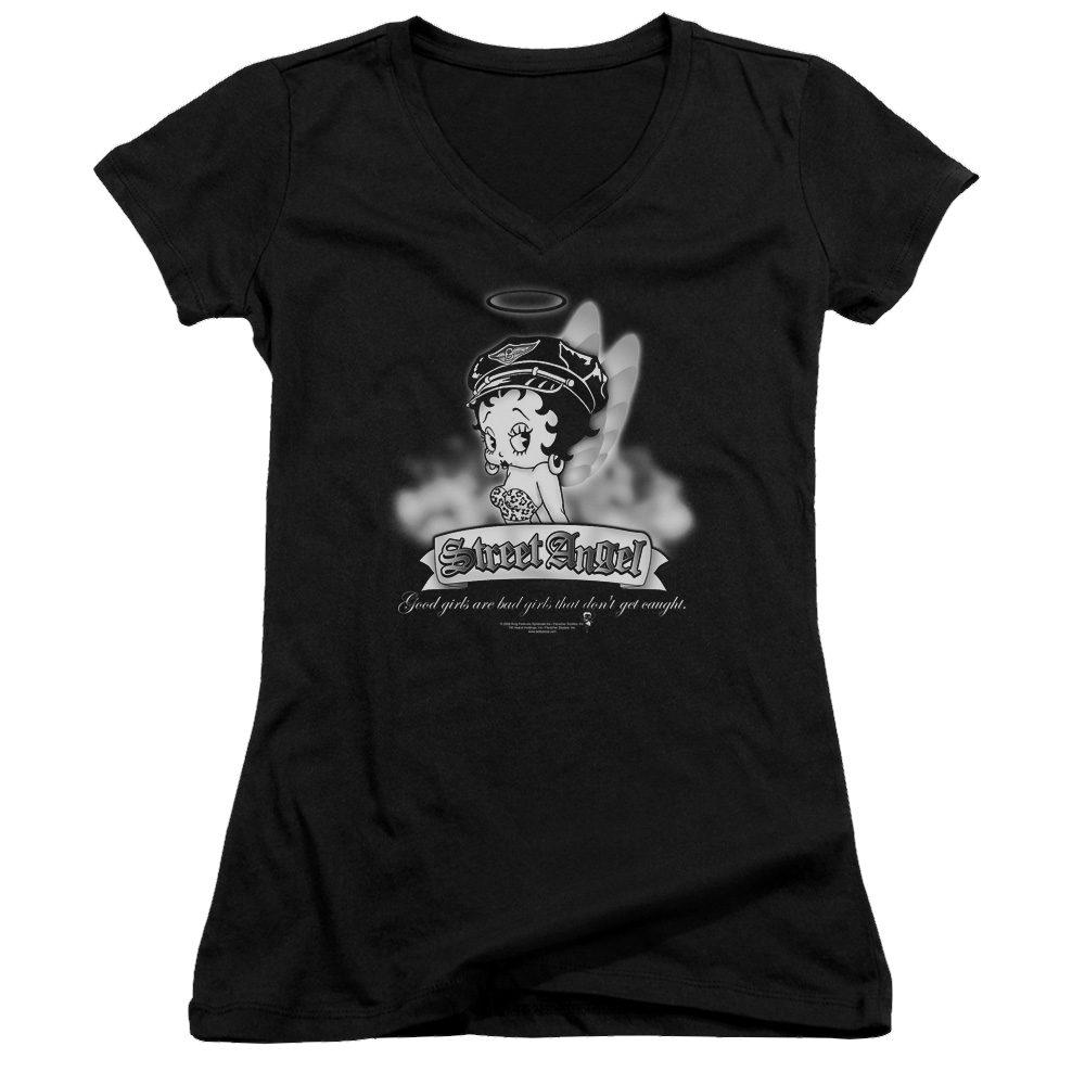 Betty Boop Street Angel - Juniors V-Neck T-Shirt Juniors V-Neck T-Shirt Betty Boop   