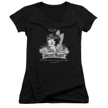 Betty Boop Street Angel - Juniors V-Neck T-Shirt Juniors V-Neck T-Shirt Betty Boop   