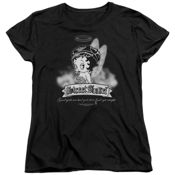 Black women's t-shirt with Betty Boop Street Angel graphic