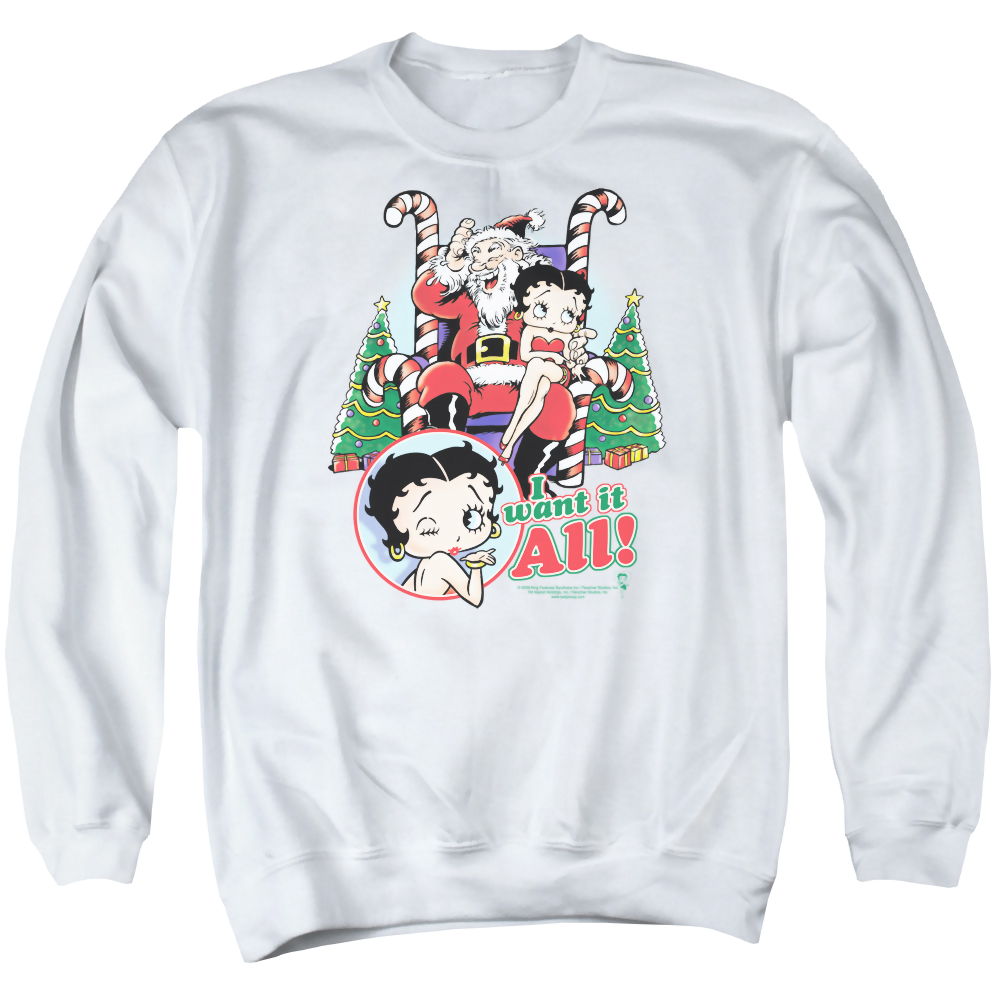 Betty Boop I Want It All - Men's Crewneck Sweatshirt Men's Crewneck Sweatshirt Betty Boop   