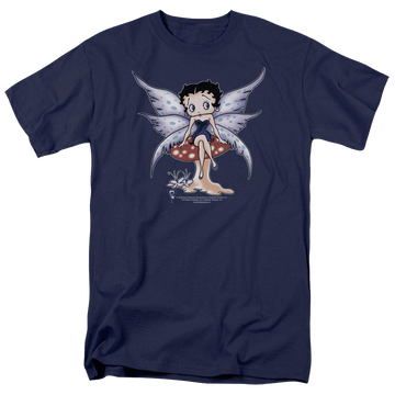 Navy men's regular fit t-shirt with Betty Boop Mushroom Fairy graphic