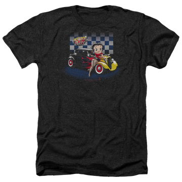 Charcoal men's heather t-shirt with Betty Boop Hot Rod Boop graphic
