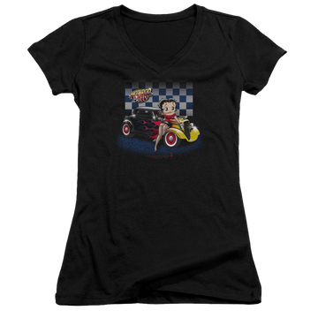 Betty Boop Hot Rod Boop - Juniors V-Neck T-Shirt Juniors V-Neck T-Shirt Betty Boop   
