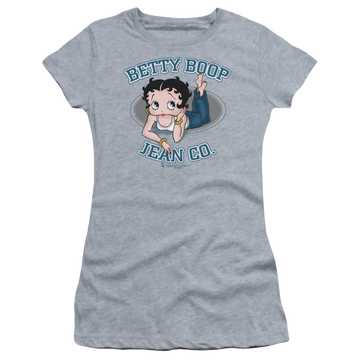 Athletic heather juniors t-shirt with Betty Boop Jean Co graphic