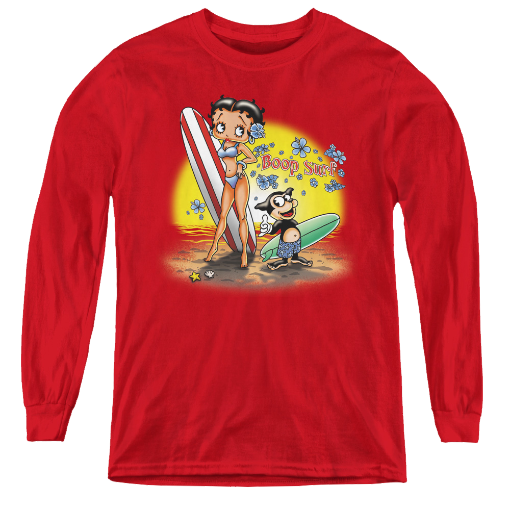 Betty Boop Surf - Youth Long Sleeve T-Shirt Youth Long Sleeve T-Shirt Betty Boop   