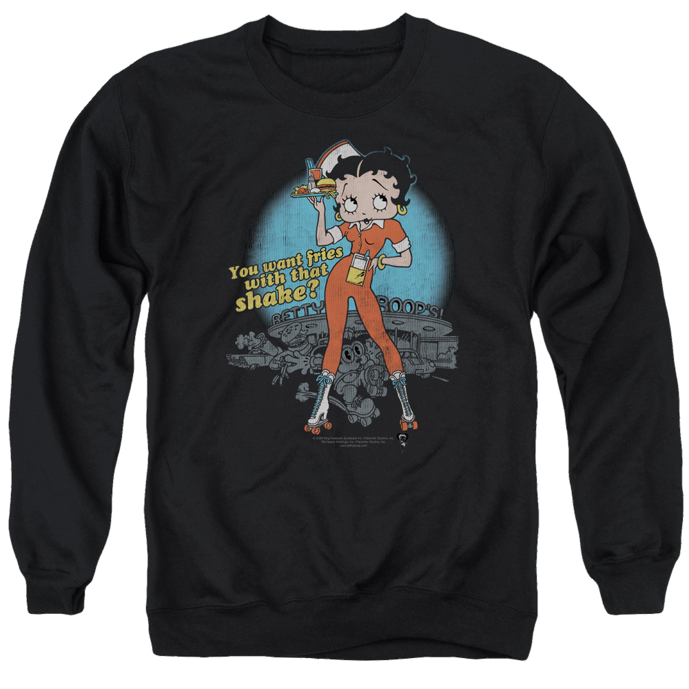 Betty Boop Fries With That - Men's Crewneck Sweatshirt Men's Crewneck Sweatshirt Betty Boop   