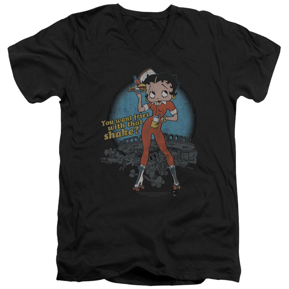 Betty Boop Fries With That - Men's V-Neck T-Shirt Men's V-Neck T-Shirt Betty Boop   