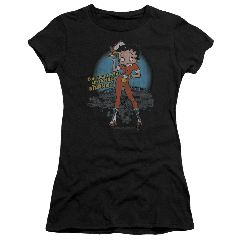 Betty Boop Fries With That - Juniors T-Shirt Juniors T-Shirt Betty Boop   