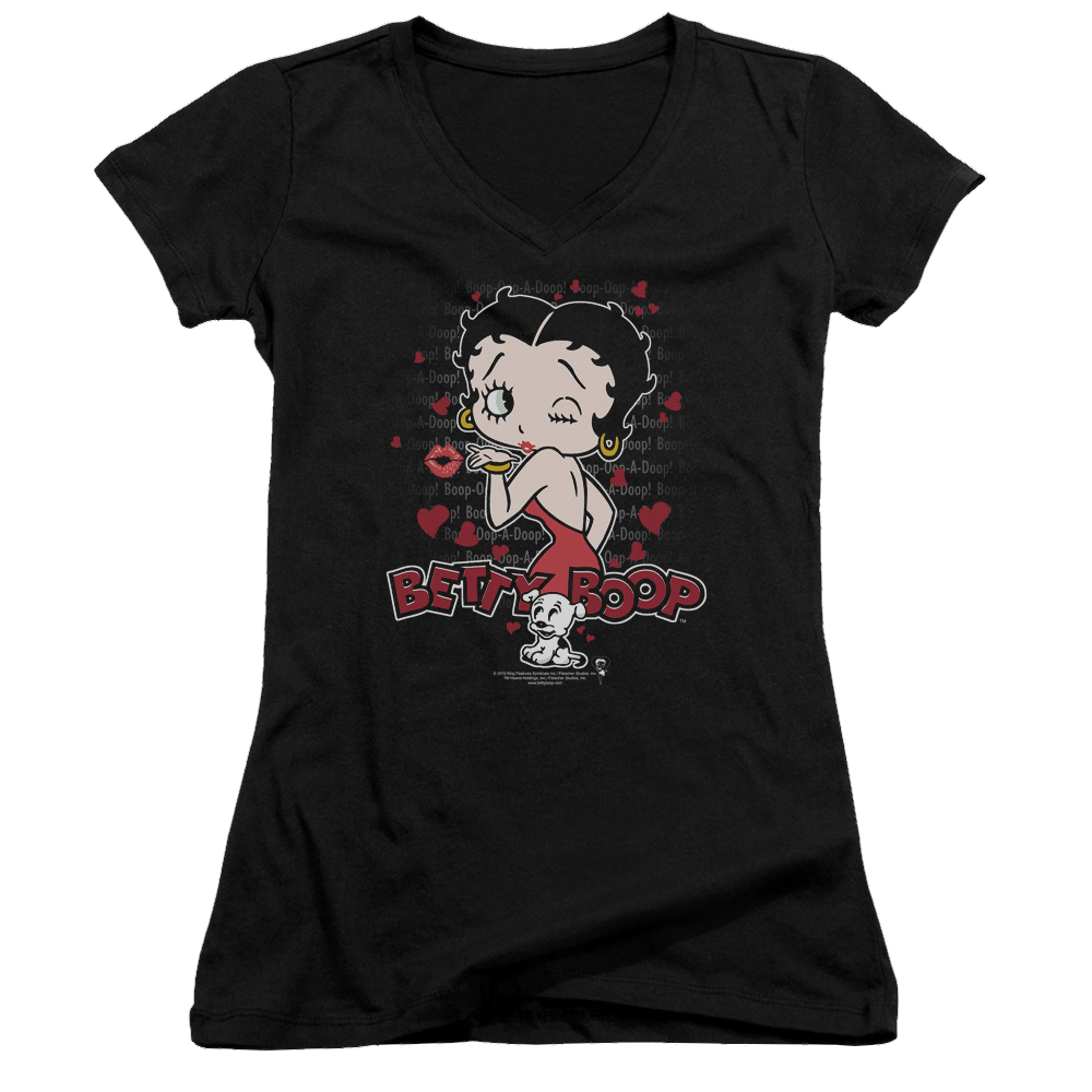 Betty Boop Classic Kiss - Juniors V-Neck T-Shirt Juniors V-Neck T-Shirt Betty Boop   