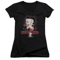 Betty Boop Classic Kiss - Juniors V-Neck T-Shirt Juniors V-Neck T-Shirt Betty Boop   