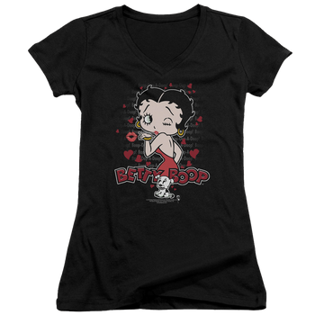Betty Boop Classic Kiss - Juniors V-Neck T-Shirt Juniors V-Neck T-Shirt Betty Boop   
