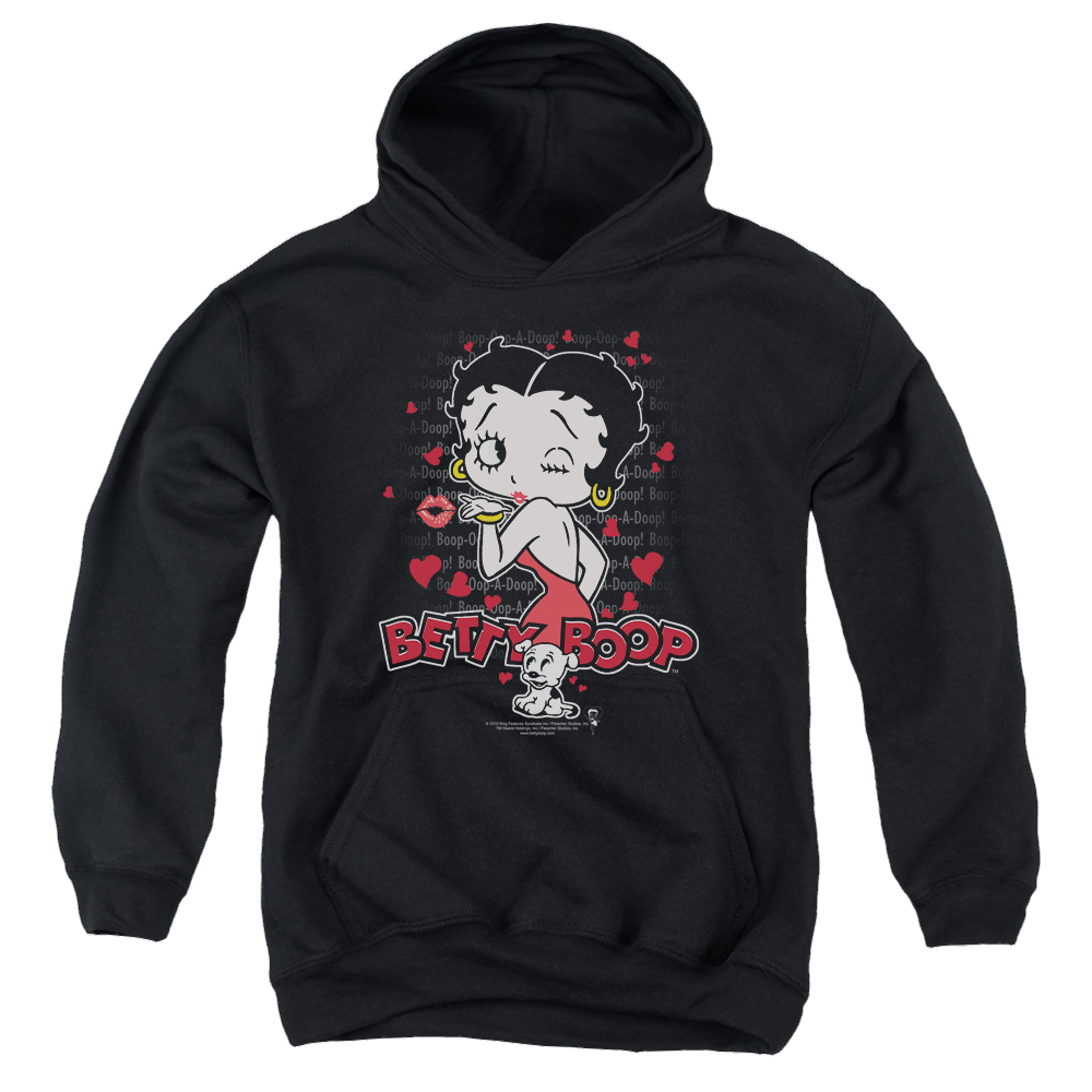 Betty Boop Classic Kiss - Youth Hoodie Youth Hoodie (Ages 8-12) Betty Boop   