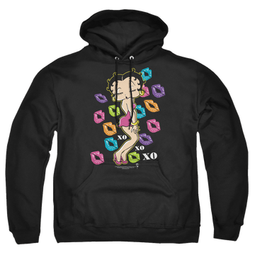 Black pullover hoodie with Betty Boop Tripple Xo graphic