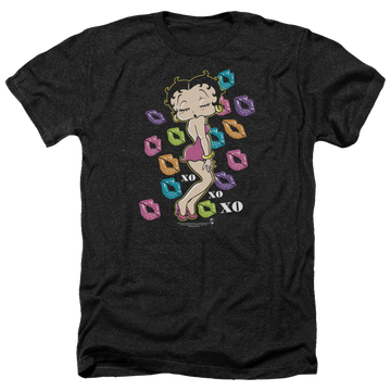 Charcoal men's heather t-shirt with Betty Boop Tripple Xo graphic