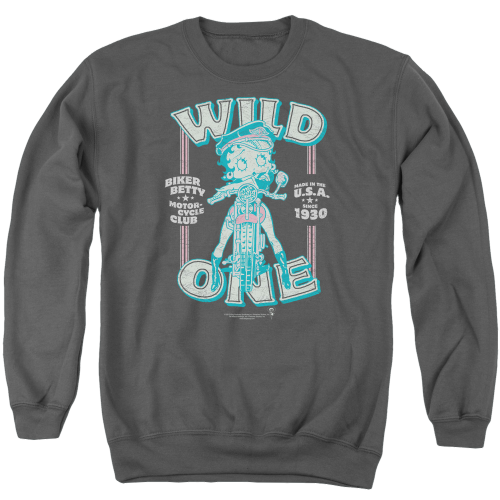 Betty Boop Wild One - Men's Crewneck Sweatshirt Men's Crewneck Sweatshirt Betty Boop   