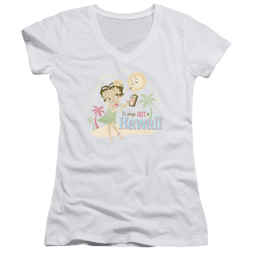 Betty Boop Hot In Hawaii - Juniors V-Neck T-Shirt Juniors V-Neck T-Shirt Betty Boop   