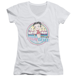 Betty Boop Miami Beach - Juniors V-Neck T-Shirt Juniors V-Neck T-Shirt Betty Boop   
