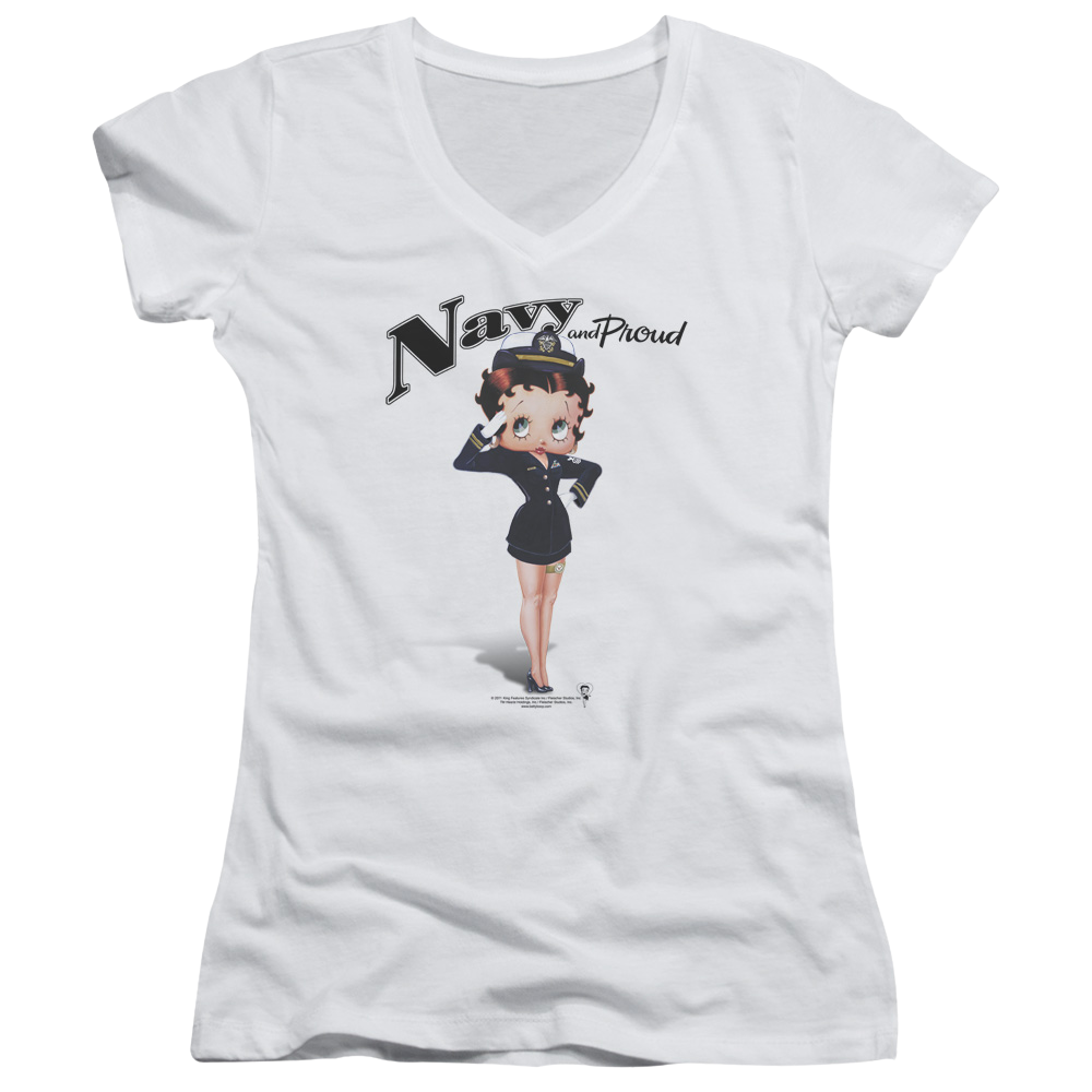 Betty Boop Navy Boop - Juniors V-Neck T-Shirt Juniors V-Neck T-Shirt Betty Boop   