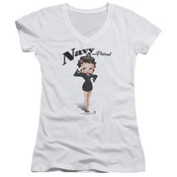 Betty Boop Navy Boop - Juniors V-Neck T-Shirt Juniors V-Neck T-Shirt Betty Boop   