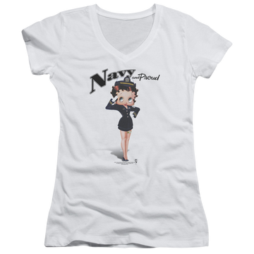 Betty Boop Navy Boop - Juniors V-Neck T-Shirt Juniors V-Neck T-Shirt Betty Boop   