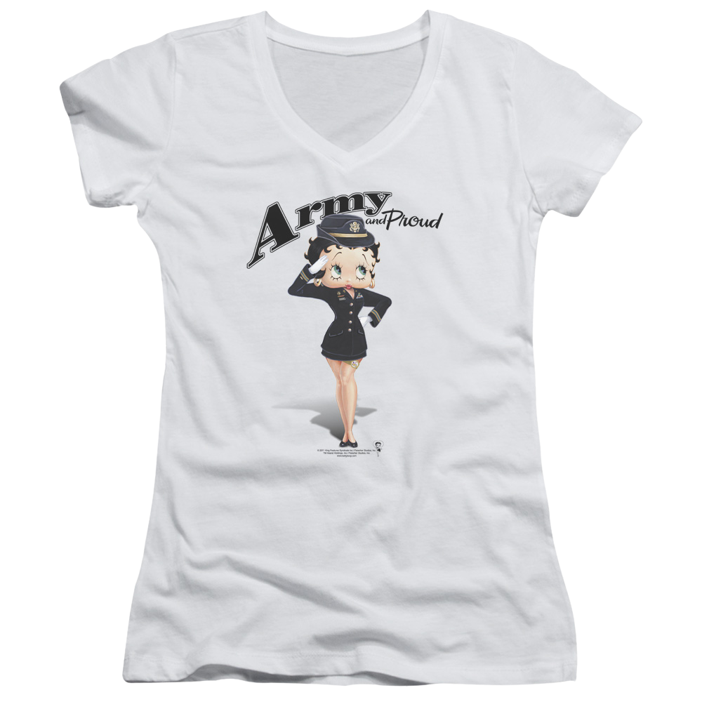 Betty Boop Army Boop - Juniors V-Neck T-Shirt Juniors V-Neck T-Shirt Betty Boop   