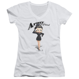 Betty Boop Army Boop - Juniors V-Neck T-Shirt Juniors V-Neck T-Shirt Betty Boop   