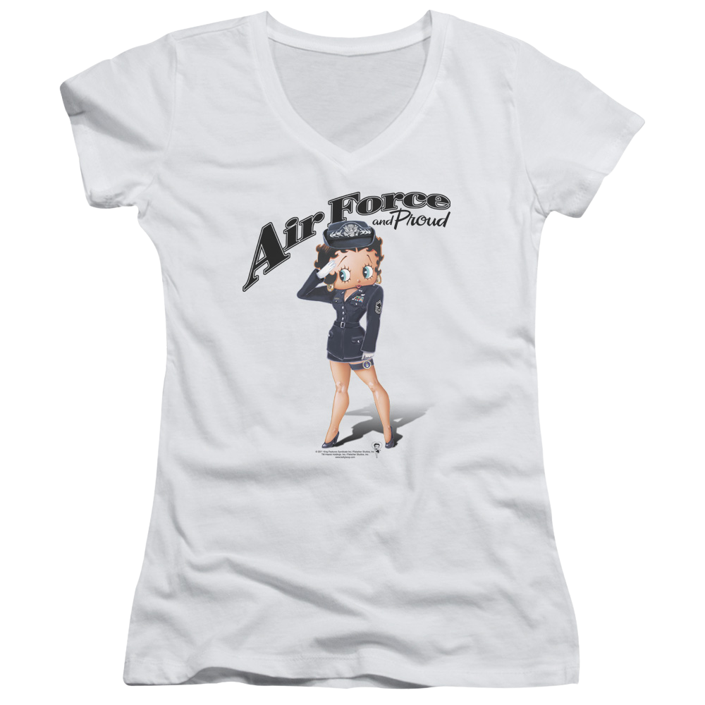 Betty Boop Air Force Boop - Juniors V-Neck T-Shirt Juniors V-Neck T-Shirt Betty Boop   