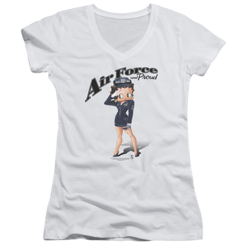 Betty Boop Air Force Boop - Juniors V-Neck T-Shirt Juniors V-Neck T-Shirt Betty Boop   