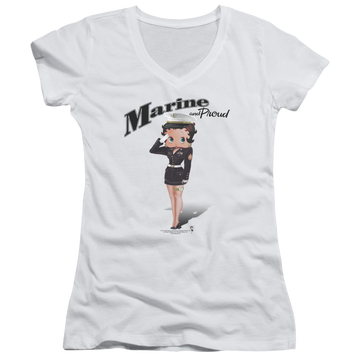 Betty Boop Marine Boop - Juniors V-Neck T-Shirt Juniors V-Neck T-Shirt Betty Boop   