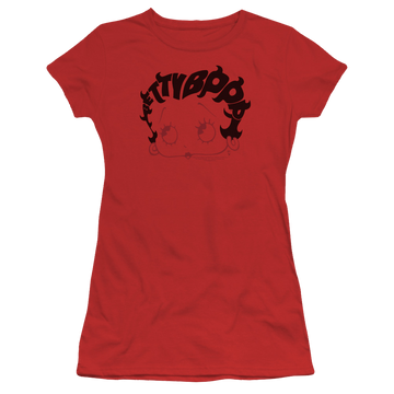 Red juniors t-shirt with Betty Boop Word Hair graphic