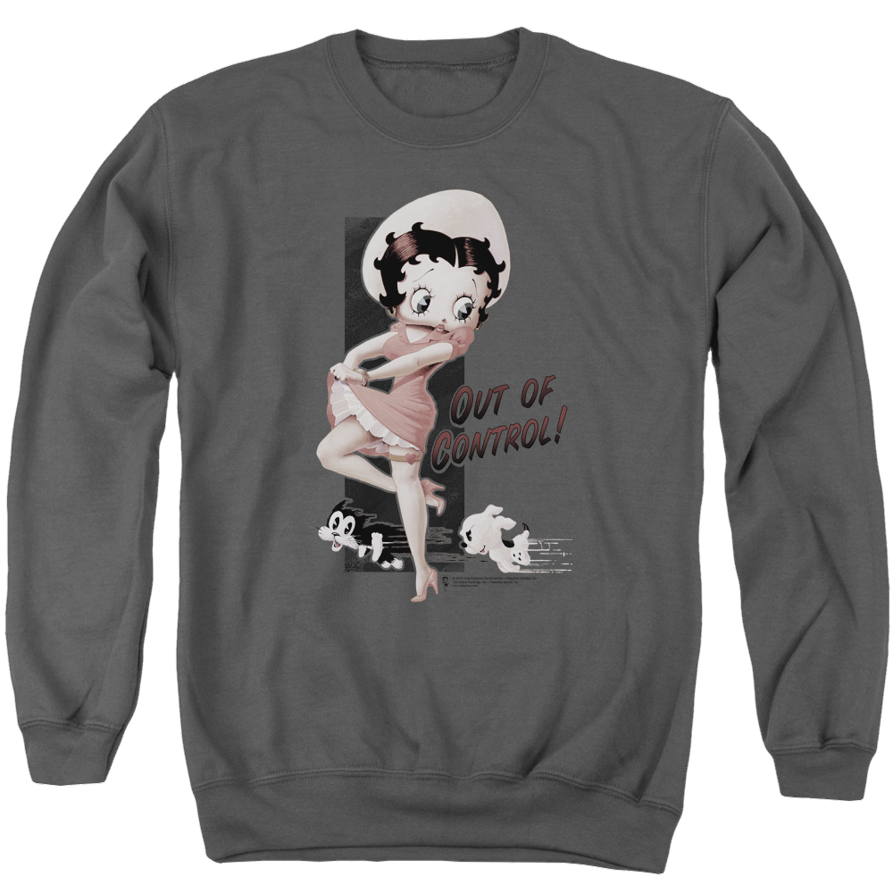 Betty Boop Out Of Control - Men's Crewneck Sweatshirt Men's Crewneck Sweatshirt Betty Boop   