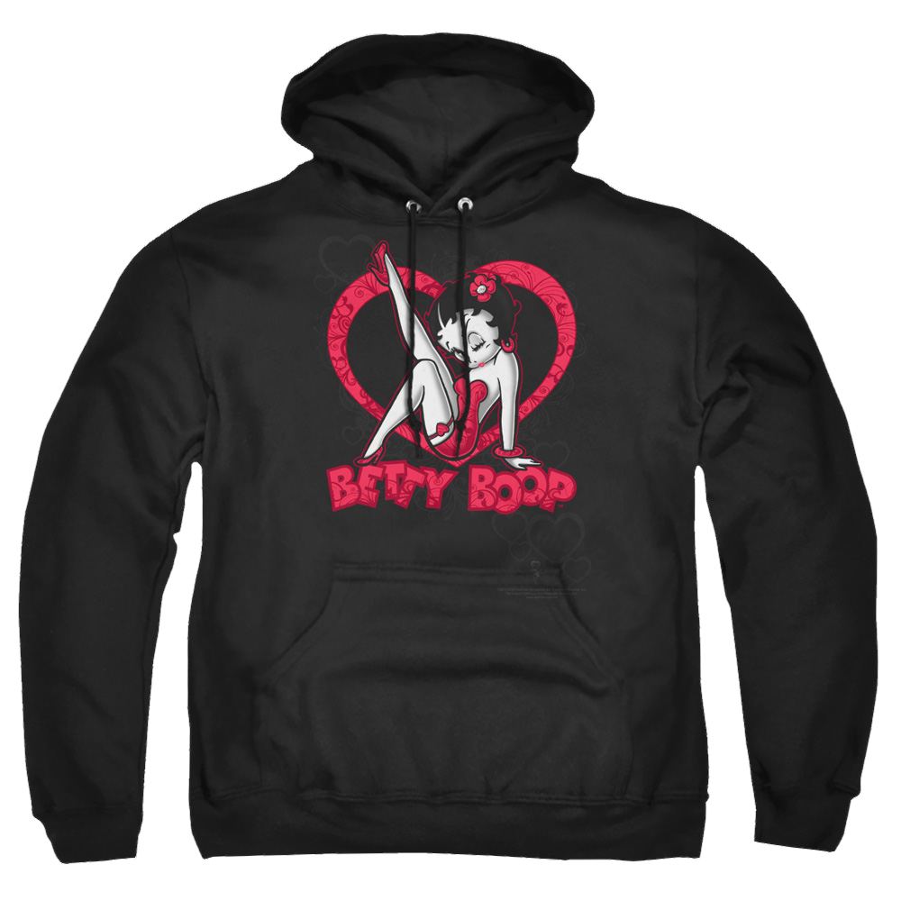 Betty Boop Scrolling Hearts - Pullover Hoodie Pullover Hoodie Betty Boop   