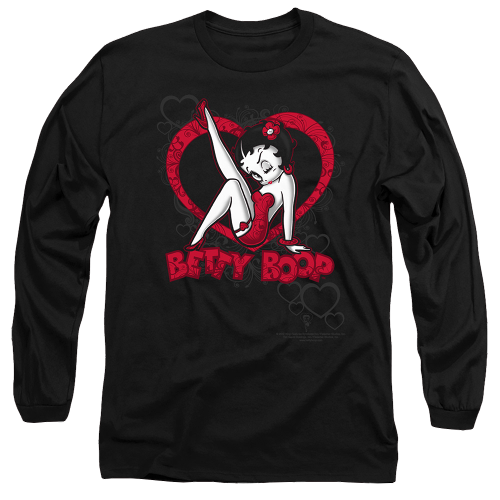 Betty Boop Scrolling Hearts - Men's Long Sleeve T-Shirt Men's Long Sleeve T-Shirt Betty Boop   