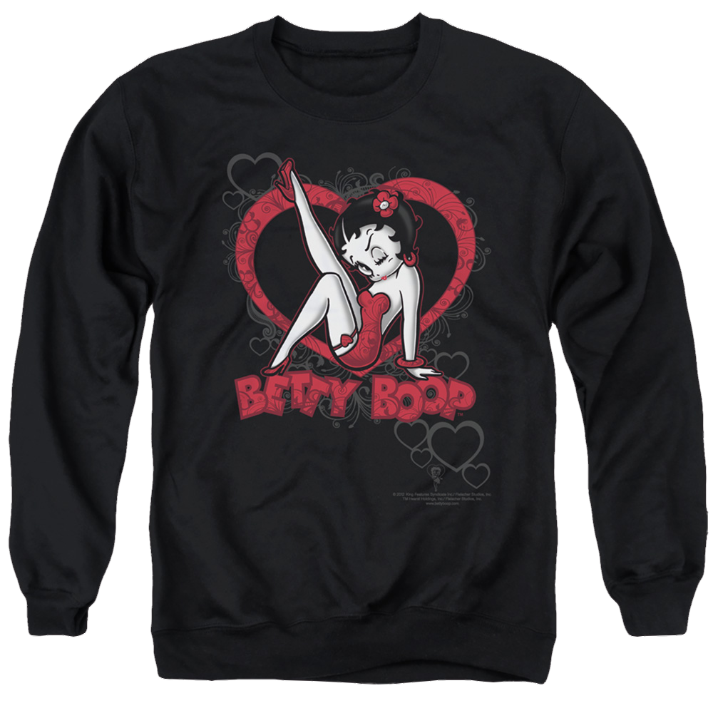 Betty Boop Scrolling Hearts - Men's Crewneck Sweatshirt Men's Crewneck Sweatshirt Betty Boop   