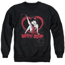 Betty Boop Scrolling Hearts - Men's Crewneck Sweatshirt Men's Crewneck Sweatshirt Betty Boop   