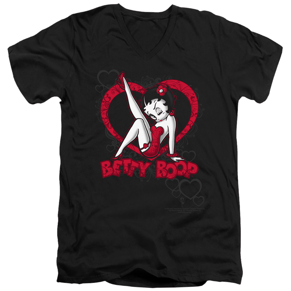 Betty Boop Scrolling Hearts - Men's V-Neck T-Shirt Men's V-Neck T-Shirt Betty Boop   