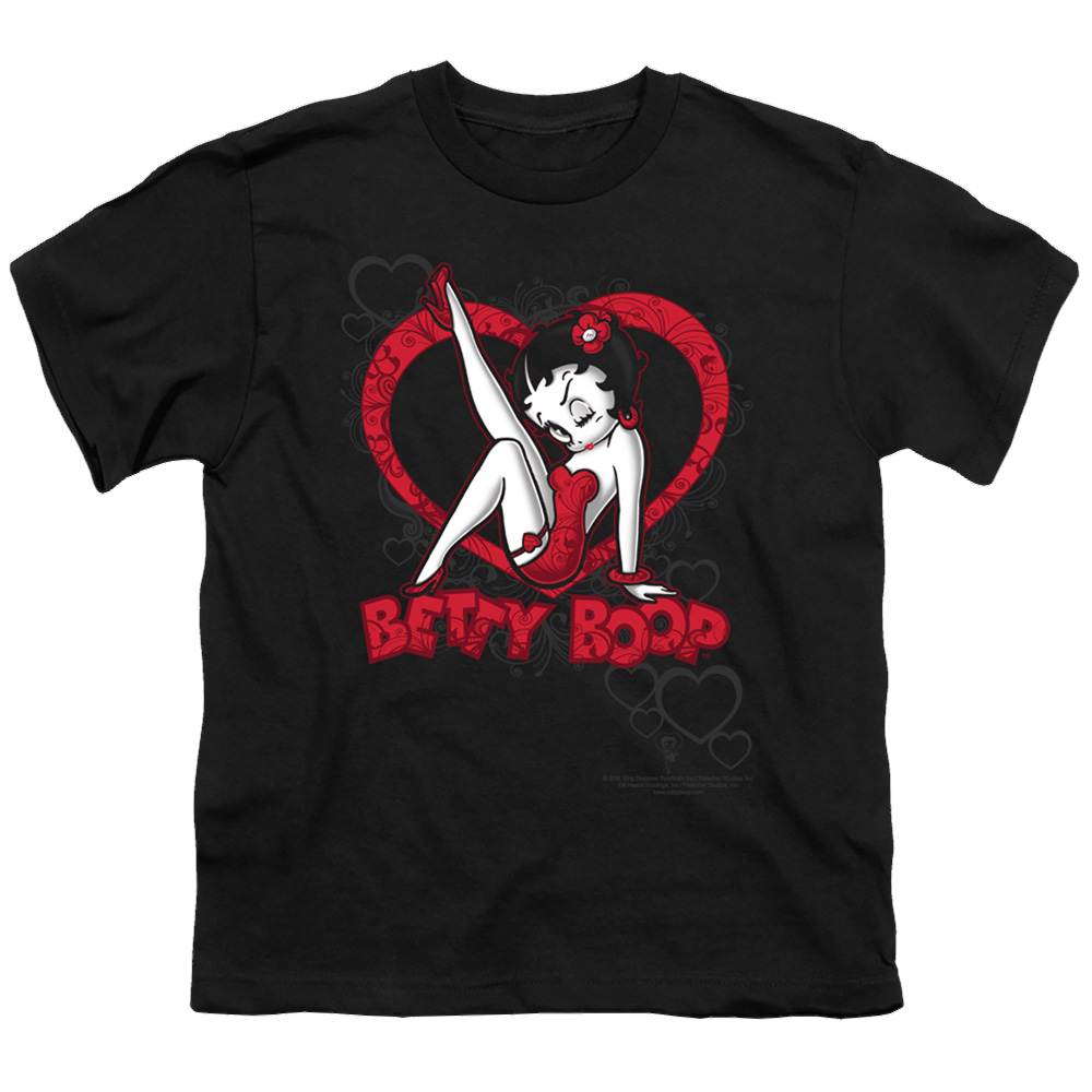 Betty Boop Scrolling Hearts - Youth T-Shirt Youth T-Shirt (Ages 8-12) Betty Boop   