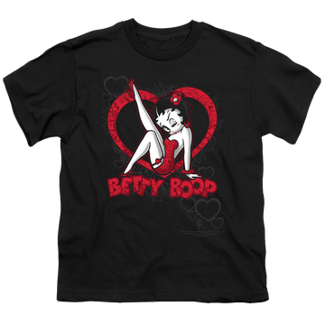 Betty Boop Scrolling Hearts - Youth T-Shirt Youth T-Shirt (Ages 8-12) Betty Boop   