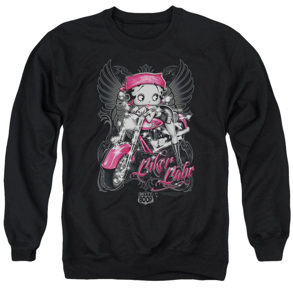Betty Boop Biker Babe - Men's Crewneck Sweatshirt Men's Crewneck Sweatshirt Betty Boop   