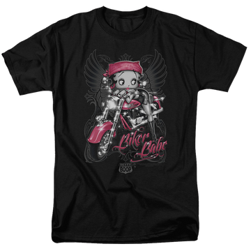 Black men's regular fit t-shirt with Betty Boop Biker Babe graphic
