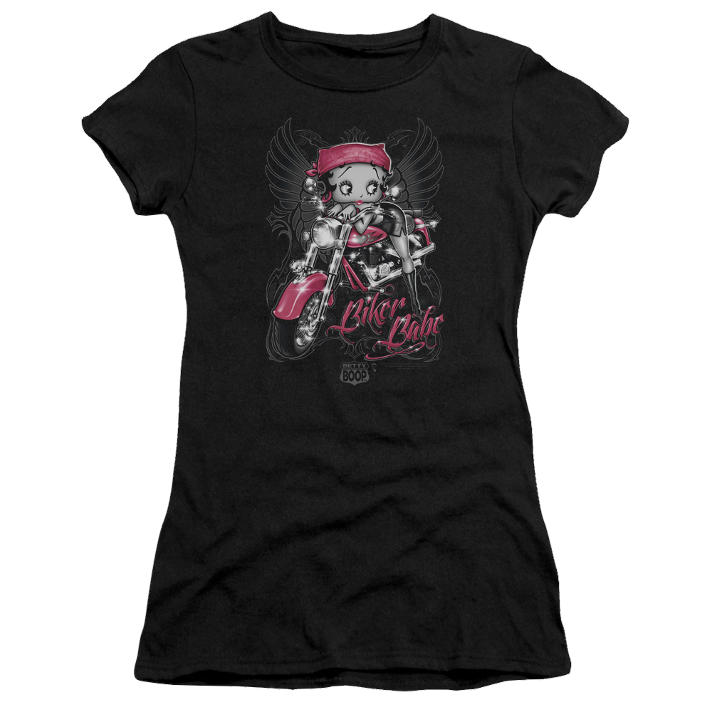 Betty Boop Biker Babe - Juniors T-Shirt Juniors T-Shirt Betty Boop   