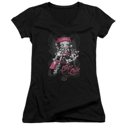Betty Boop Biker Babe - Juniors V-Neck T-Shirt Juniors V-Neck T-Shirt Betty Boop   