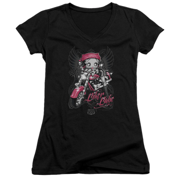 Betty Boop Biker Babe - Juniors V-Neck T-Shirt Juniors V-Neck T-Shirt Betty Boop   