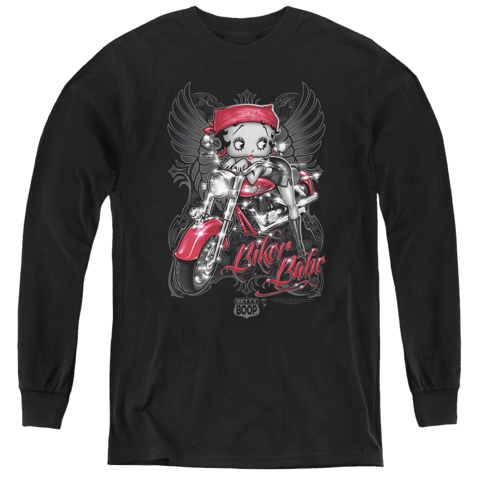 Betty Boop Biker Babe - Youth Long Sleeve T-Shirt Youth Long Sleeve T-Shirt Betty Boop   
