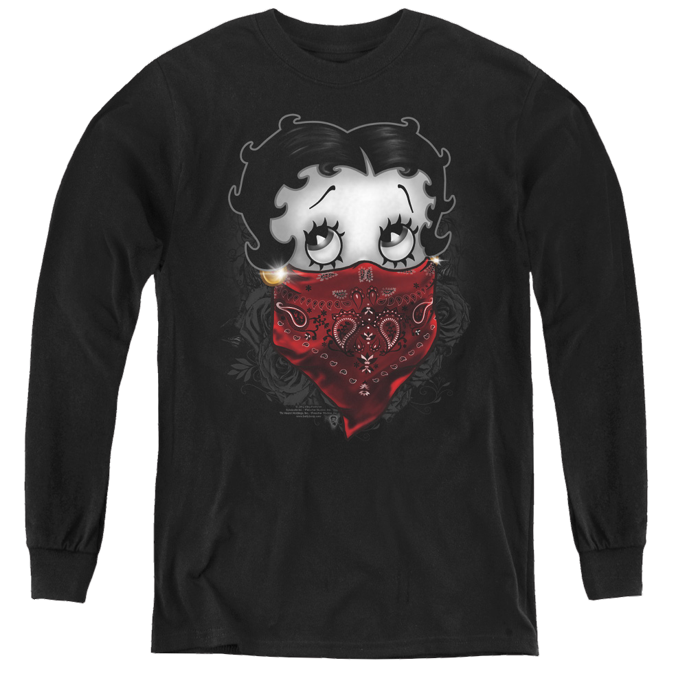 Betty Boop Bandana & Roses - Youth Long Sleeve T-Shirt Youth Long Sleeve T-Shirt Betty Boop   