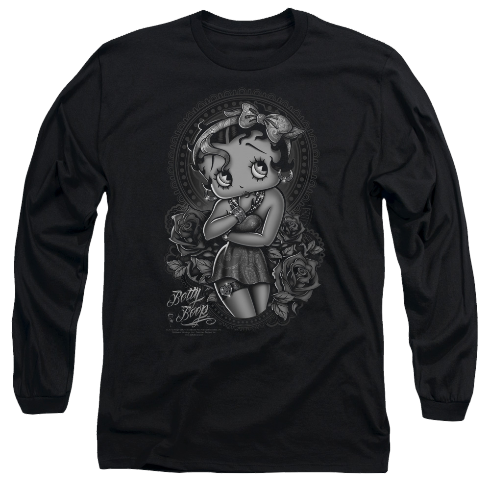 Betty Boop Fashion Roses - Men's Long Sleeve T-Shirt Men's Long Sleeve T-Shirt Betty Boop   