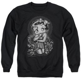 Betty Boop Fashion Roses - Men's Crewneck Sweatshirt Men's Crewneck Sweatshirt Betty Boop   