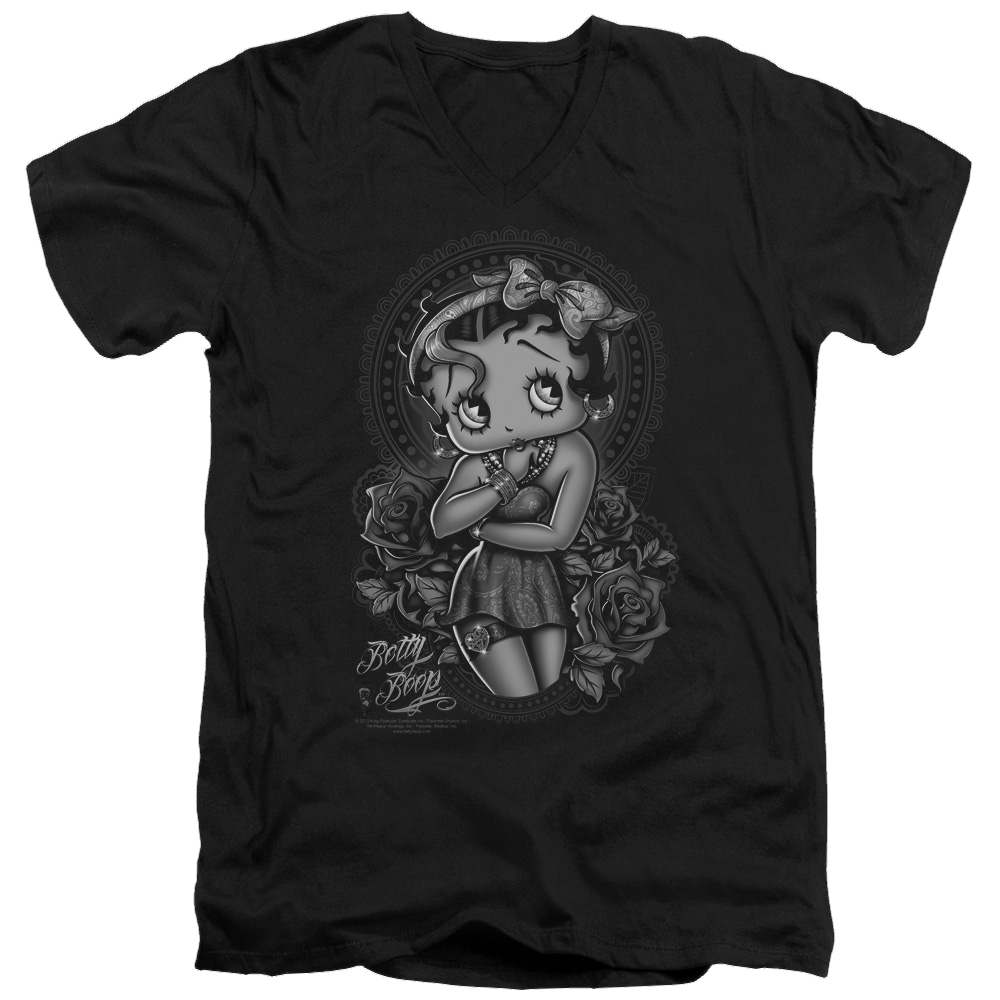 Betty Boop Fashion Roses - Men's V-Neck T-Shirt Men's V-Neck T-Shirt Betty Boop   