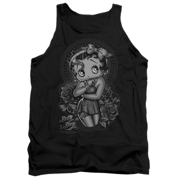 Black men's tank with Betty Boop Fashion Roses graphic