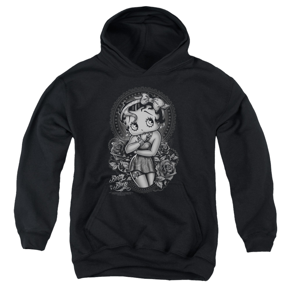 Betty Boop Fashion Roses - Youth Hoodie Youth Hoodie (Ages 8-12) Betty Boop   